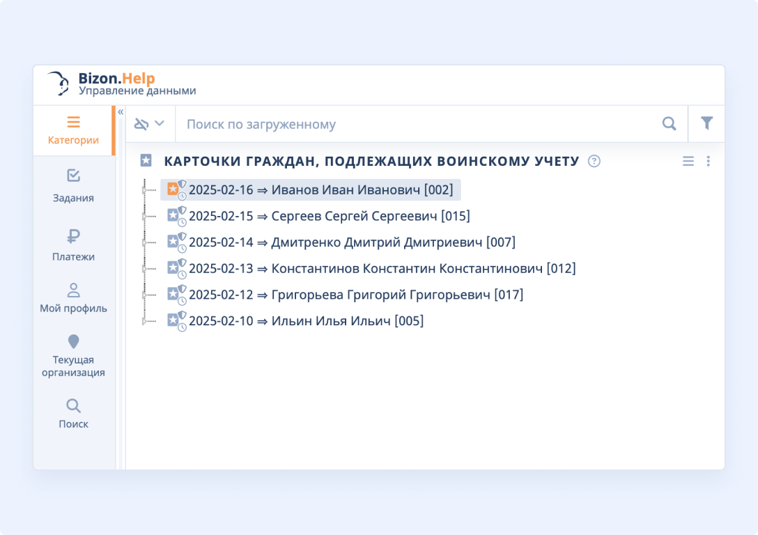Рабочее пространство Bizon.help